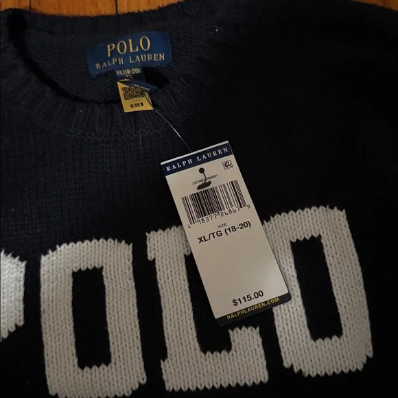 Nwt polo spell out 100% cotton sweater navy - Picture 2 of 4